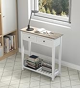 kinbor Entryway Table - White Console Table with 2 Drawers, Narrow Small Console Table with Stora...