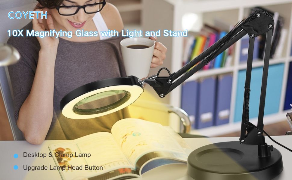 magnifying glass with light and stand