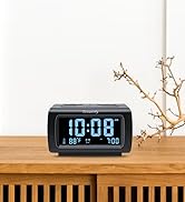 DreamSky Alarm Clock Radios for Bedrooms with Battery Backup, Large Big Numbers with Brightness D...