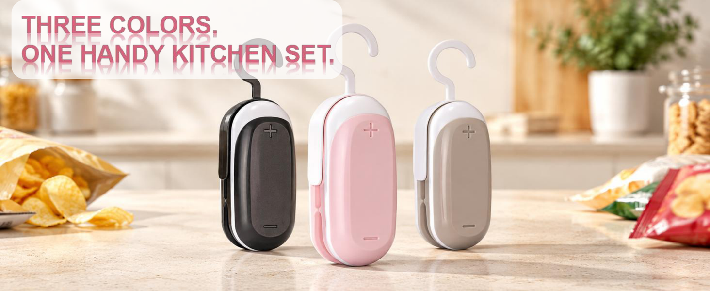 Mini Bag Sealer, 3 Packs Portable Heat Vacuum Sealers
