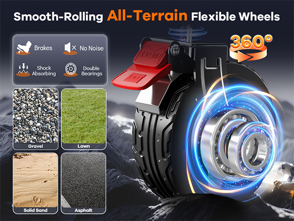 5&amp;#39;&amp;#39;x 2&amp;#39;&amp;#39; larger and wider 360° smooth-rolling silent universal flexible all-terrain wheels
