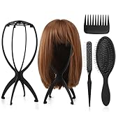 ProSuites 2 Pack Wig Head Stand with 3 PCS Wig Brush Comb, Travel Wig Holder Comb Set for for Wom...