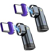 USB C Magnetic Adapter (2 Pack) USB Type C 180° Rotation Adapter 16PIN PD 240W Right Angle Adapte...