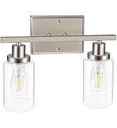Ascher 2-Light Wall Sconces, Modern Vanity Light Fixture with Clear Glass Shade, Matt Nickel Wall...