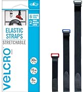 VELCRO Brand VEL-30794-AMS Elastic Cinch Straps with Buckle | 6pc Variety Pack 8"-15"-30"| Stretc...