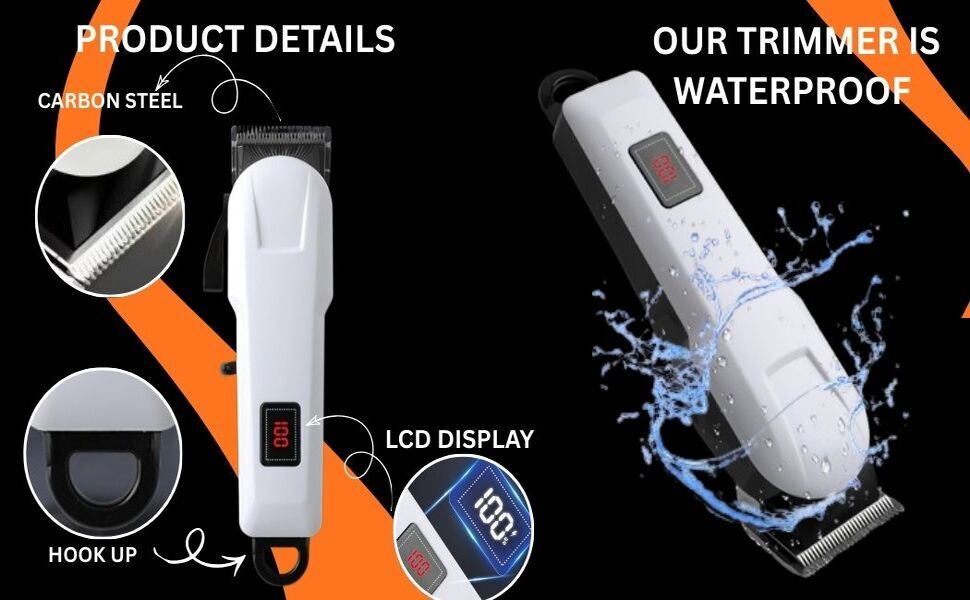 Carbon Steel Blades, LCD Display, Water Proof Trimmer