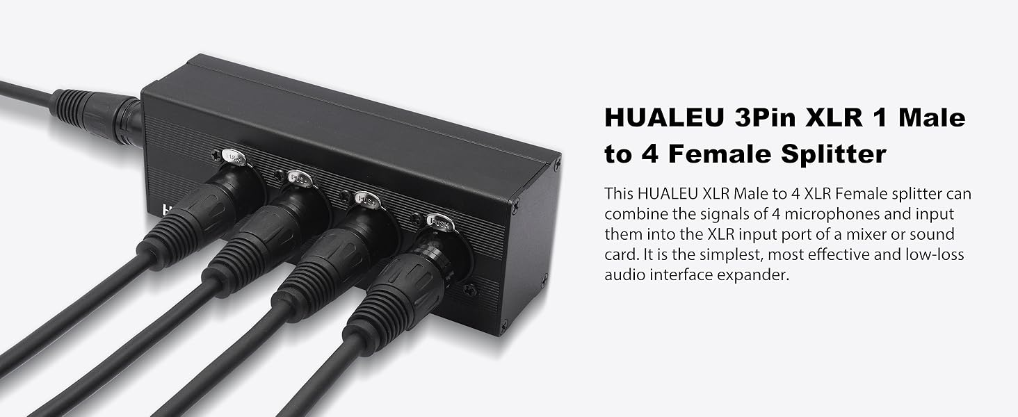 3Pin XLR 1 Male to 4 Female Splitter,4WAY XLR Four-Input and one-Output Parallel Connection Adapter