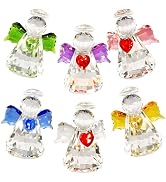 QFkris 6-Piece Crystal Guardian Angel Figurine Set, Handcrafted Glass Angel Ornaments Home Decor,...