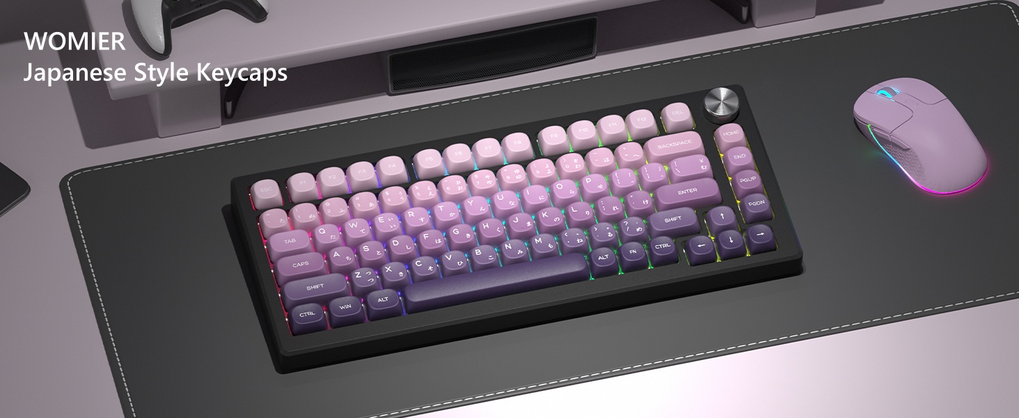 MOA Keycaps, PBT Keycaps, Japanese Keycaps 75 Percent, Gradient Purple Keycaps