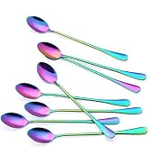 Marco Almond Long Handle Spoons, Colorful Plated Latte Spoon, Stainless Steel Ice Cream Spoon, I...