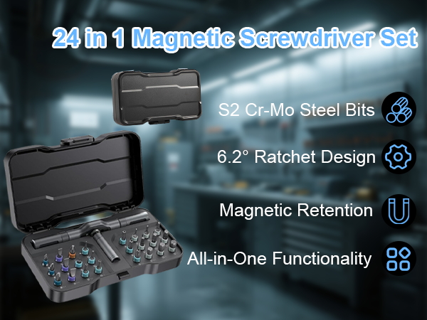 24 in 1 magnetic ratchet screwdriver set
