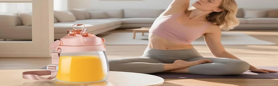 Juice Glass with Sip Lid &amp;amp; Carrying Strap for Travel &amp;amp; office &amp;amp; Gym