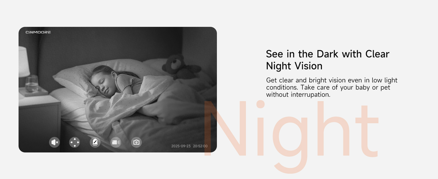 See in the Dark with Clear Night Vision in low light conditions, CINMOORE security camera indoor