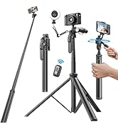KAMISAFE 80" Phone Tripod Selfie Stick - Tripod for iPhone with Remote Tall Travel Tripod Stand P...