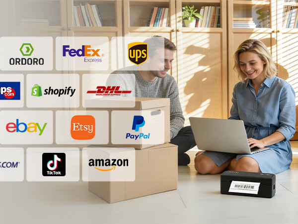 Bluetooth label printer works effortlessly with ,eBay,Shopify,USPS,Etsy,PayPal