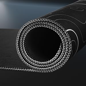 the stitched edges of black topo mouse pad