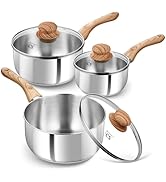 KOCH SYSTEME CS Stainless Steel Saucepan 6PCS, Stainless Steel Pot 1.5QT &amp; 2QT &amp; 3QT with Heat-re...