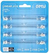 Comyan 4-Pack R7S 118mm T3 300W Halogen Bulb Dimmable 4500lm J-Type 120V R7S Base Warm White 2700...