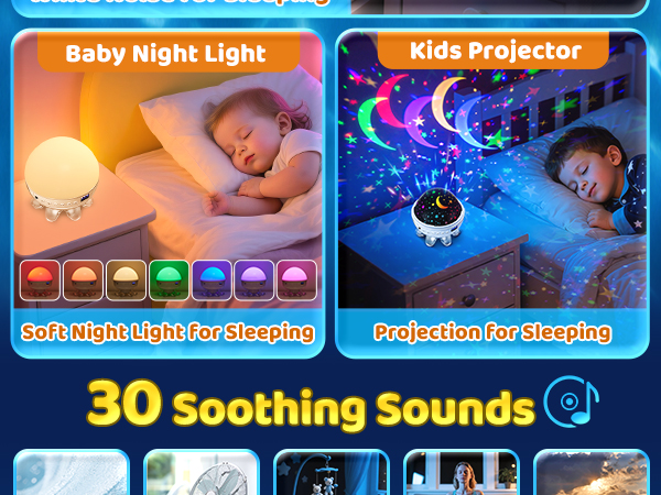Baby Sound Machine for Kids Night Light Projector