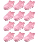 Aroveea Non Slip Grip Ankle Baby Socks 12 Pack for Toddler Boys and Girls Kids,Infant Cute Cotton...