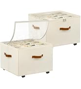 Shoe Organizer for Closet, 2 Pack Shoe Storage Organizer with Wheels and Adjustable Dividers, Sta...