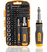 MULWARK Screwdriver Bit Set &amp; Socket Kit, 77-Pieces Ratcheting Screwdriver Set with Case, 77 in 1...