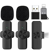 RoyAroma 2Pcs Wireless Lavalier Microphone Compatible with Android Phone/iPhone/iPad/Laptop, Plug...