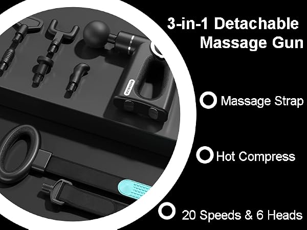 3-in-1 Detachable Massage Gun with Heat