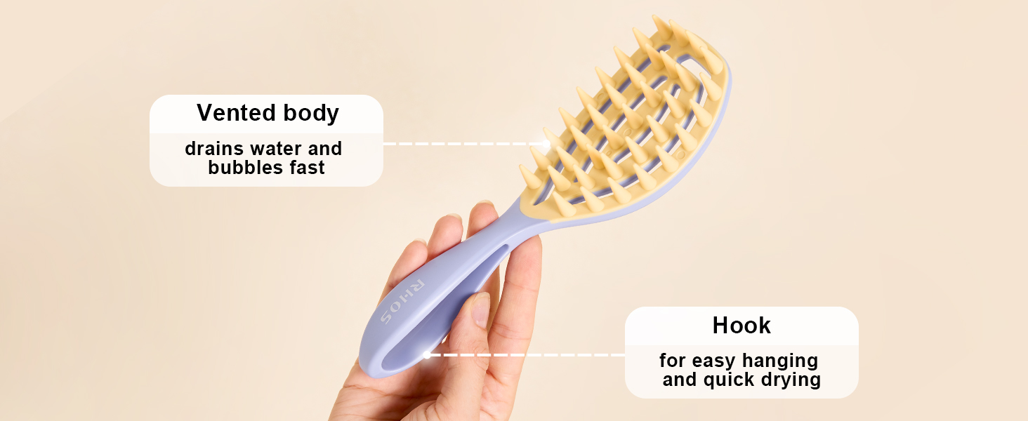 vented hair washing brush for shower dandruff removal