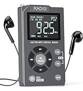 Digital AM FM Radio Portable Pocket Radio with Best Reception,600 mAh Rechargeable Walkman Radio ...