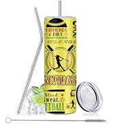 xiiai Softball Gifts - 20oz Insulated Stainless Steel Water Tumbler with Straw Lid, Leakproof, fo...