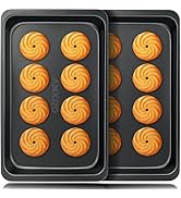 Cookie Sheets, Baking Sheet Pan, Nonstick Toaster Oven Tray, Set of 2, 12" X 7.5" (Inner 11" X 6.8")
