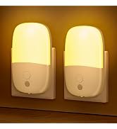 LED Night Light Plug in, 2 Pack Dimmable Night Lights with Dusk to Dawn Sensor &amp; Retractable Plug...
