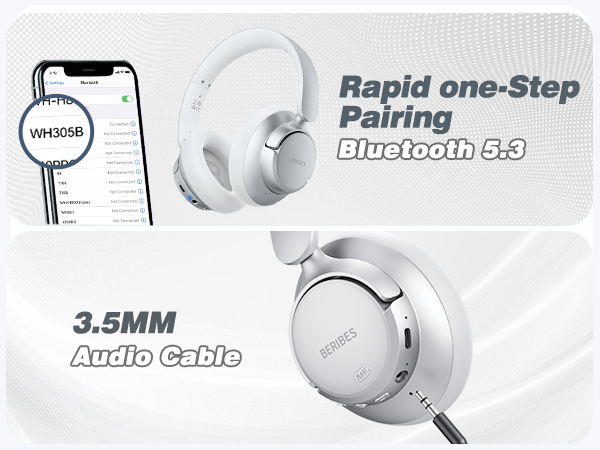 BERIBES Upgraded Hybrid Active Noise Cancelling Headphones with Transparent Modes