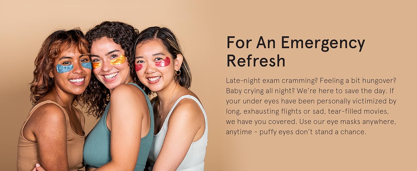 Travel-friendly under eye masks for dark circles and puffiness. Pamper up at home or on the go