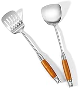 KLAQQED 2Pcs Wok Spatula Stainless Steel set, Stainless Steel Metal Wok Spatulas Utensils set for...