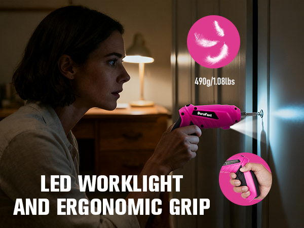 Pink Cordless Electric Screwdriver Set