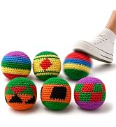 Footbag Sand Filled Kicking Bag - 3/6/12 Pack Soft Suede Foot Bag for Freestyle Kicking, Durable ...