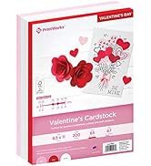Printworks Valentine Cardstock Collection, 67lb Heavyweight Cardstock, Includes Red, Pink, and Wh...