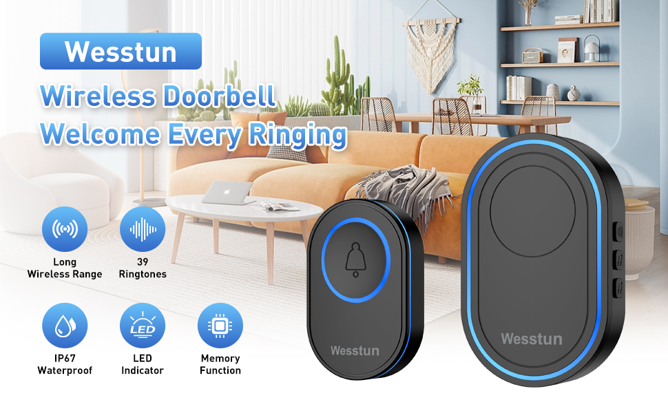 Doorbell; wesstun Wireless Doorbell
