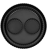 DS. DISTINCTIVE STYLE Tart Pans with Removable Bottoms Set of 4 Non-stick Round Baking Pan - 11 I...