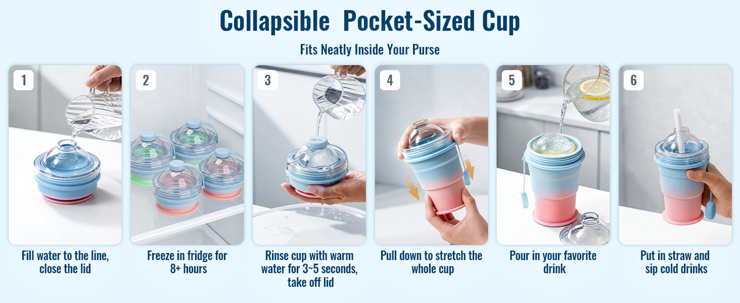 Collapsible Pockst-Sized Cup. Fits Neatly Inside Your Purse.
