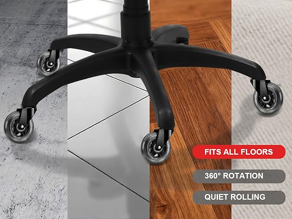 office chair wheels, all-floor casters, 360° swivel, quiet rolling