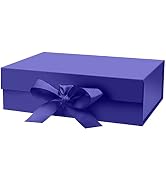 DaiUni 10.5"X7.5"X3.1" Blue Magnetic Gift Box with Lid and Ribbon for Presents