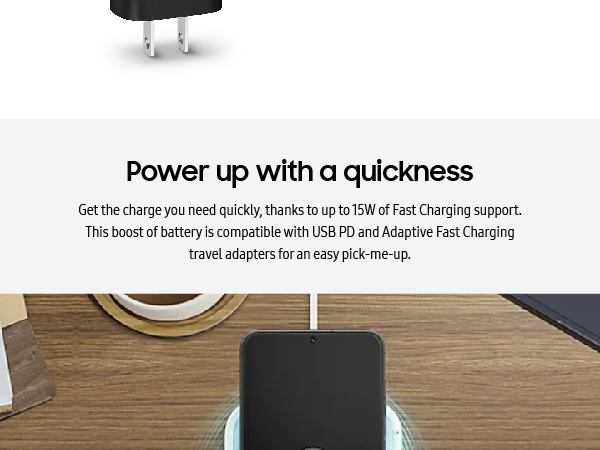 Samsung 15W Single Pad Charger with Travel Adapter Black
