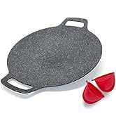 Saltlas Korean style BBQ Grill Pan for Stove Top, Camping Stove and IH Stove, 13"- Round Griddle ...