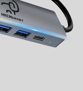 HKCMEMORY 5-in-1 USB A Hub Splitter Adapter, with USB 3.0, USB 2.0 Ports and Type-C Power Deliver...