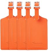 4 Pack Leather Luggage Travel Bag Tags by Travelambo