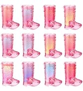 Esdabem Cowgirl Boot Shot Glasses - Set of 16 Latest Cowboy Pattern 1.5oz Plastic Pink Shot Glass...