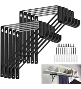 10PCS Heavy Duty Closet Rod Bracket, 11 x 11 Inch Closet Shelf Brackets,Supports 300 lbs,Wall Mou...